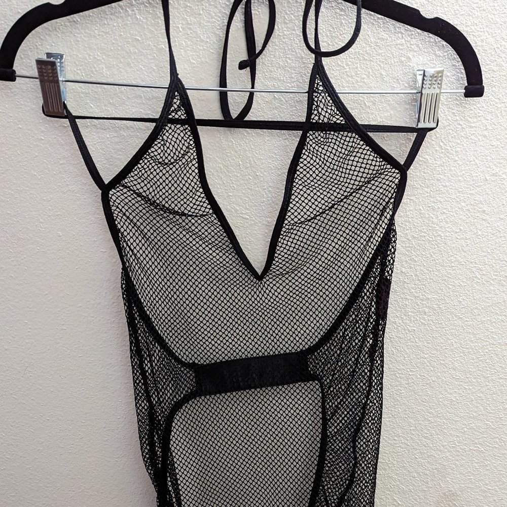 Dreamgirl Faux Leather and fishnet piece